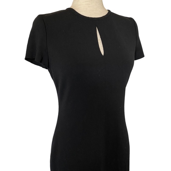 ⭐️ SOLD ⭐️ St. John Wool Blend Knit Key Hole Sheath Dress Size 4 Black - Picture 6 of 11